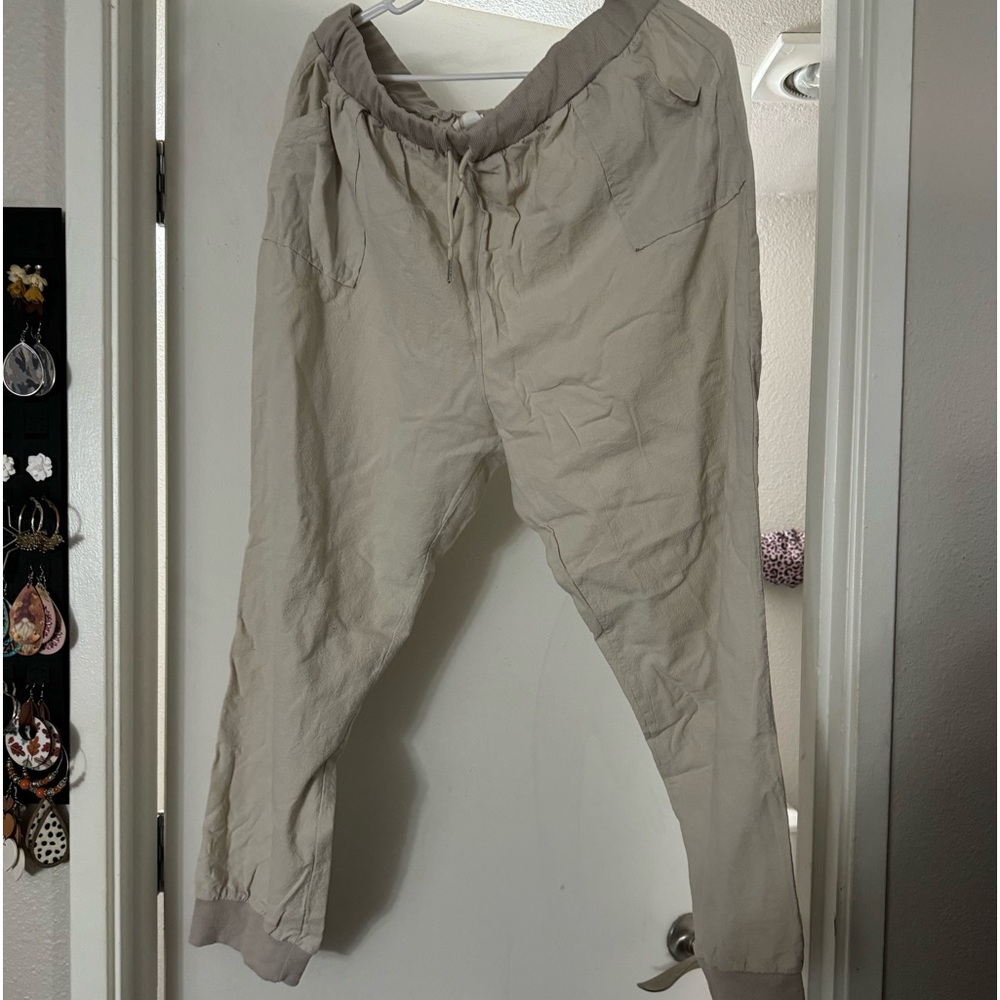 Khaki linen pants